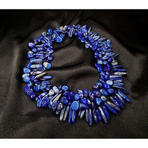 Lapis Lazuli Multi-Strand Necklace With 925 Sterling Silver Clasp